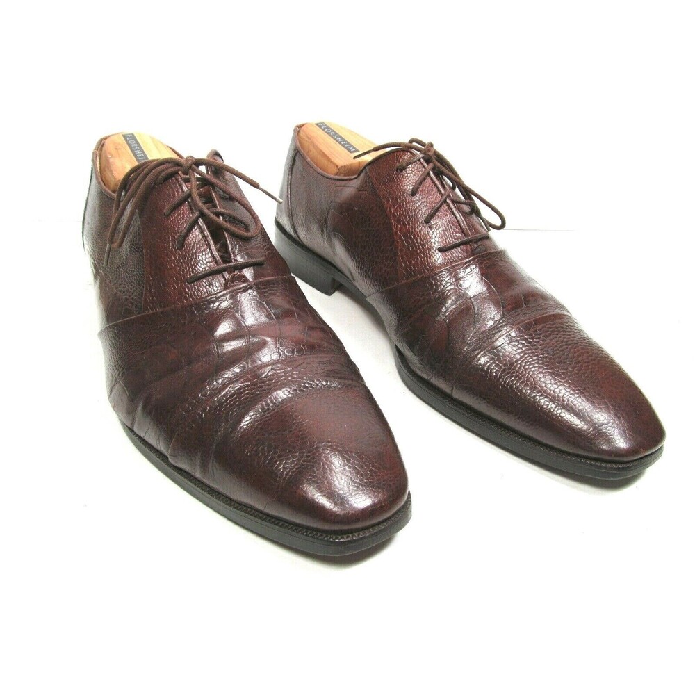 Florsheim Brown Reptile Print Leather Cap Toe Oxfords  Mens Size US 12 D